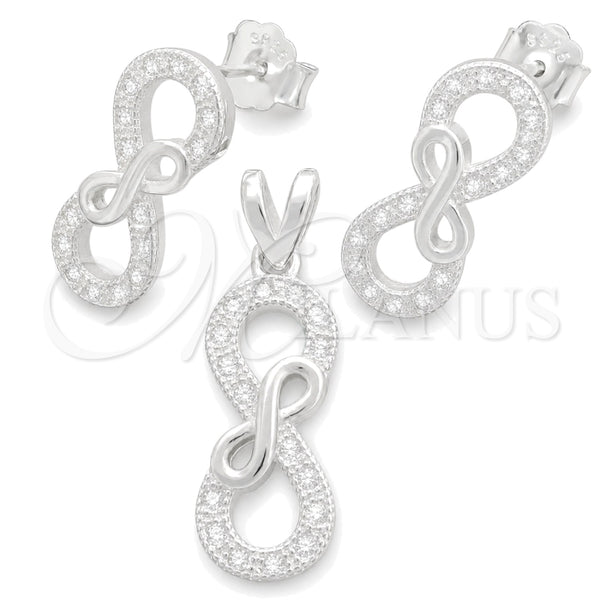 Sterling Silver Earring and Pendant Adult Set, Polished, Silver Finish, 10.398.0006