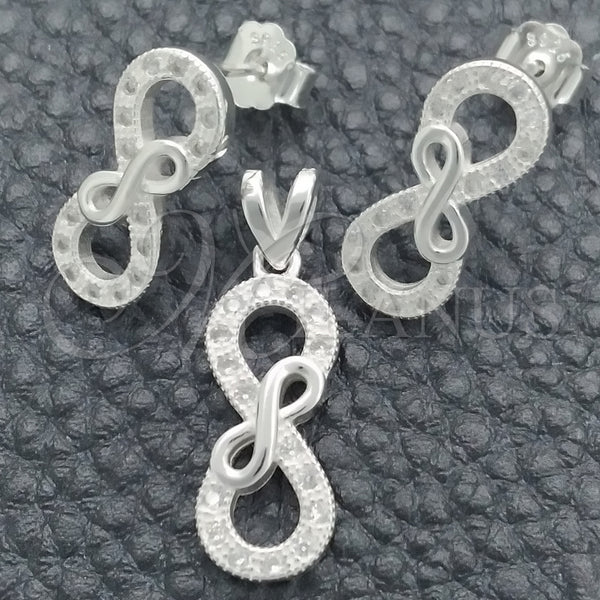 Sterling Silver Earring and Pendant Adult Set, Polished, Silver Finish, 10.398.0006