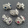 Sterling Silver Stud Earring, Flower Design, with White Cubic Zirconia, Polished, Silver Finish, 02.398.0016
