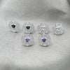 Sterling Silver Stud Earring, Flower Design, with White Cubic Zirconia, Polished, Silver Finish, 02.398.0017