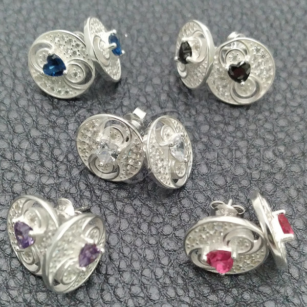 Sterling Silver Ring — Stud Earring Flower Design with White Cubic Zirconia — main product view — SKU 147616 | Plata 925 anillo — Stud Earring flor diseño with blanco Cubic Zirconia — SKU 147616