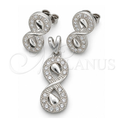 Sterling Silver Earring and Pendant Adult Set, Polished, Silver Finish, 10.398.0008