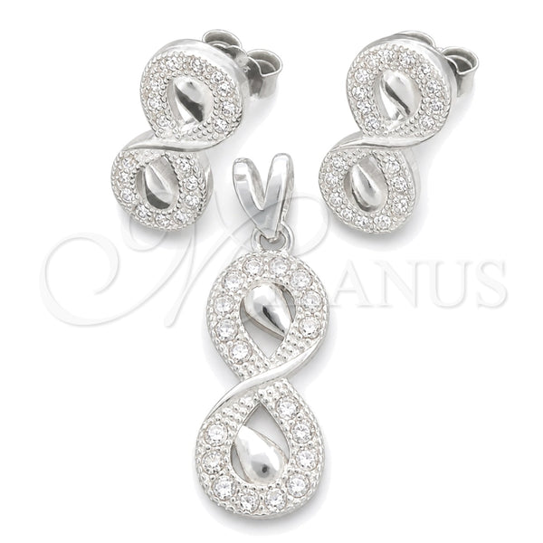 Sterling Silver Earring and Pendant Adult Set, Polished, Silver Finish, 10.398.0008