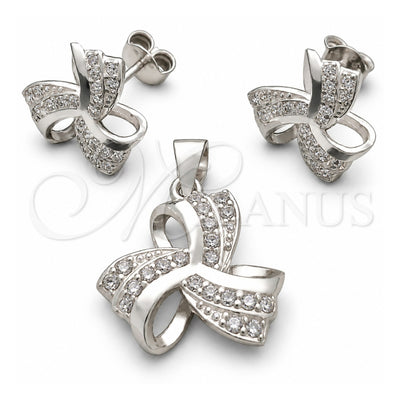 Sterling Silver Earring and Pendant Adult Set, Polished, Silver Finish, 10.398.0009