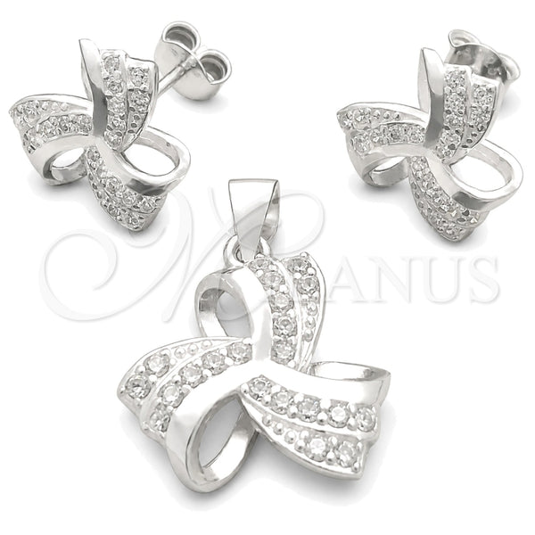 Sterling Silver Earring and Pendant Adult Set, Polished, Silver Finish, 10.398.0009