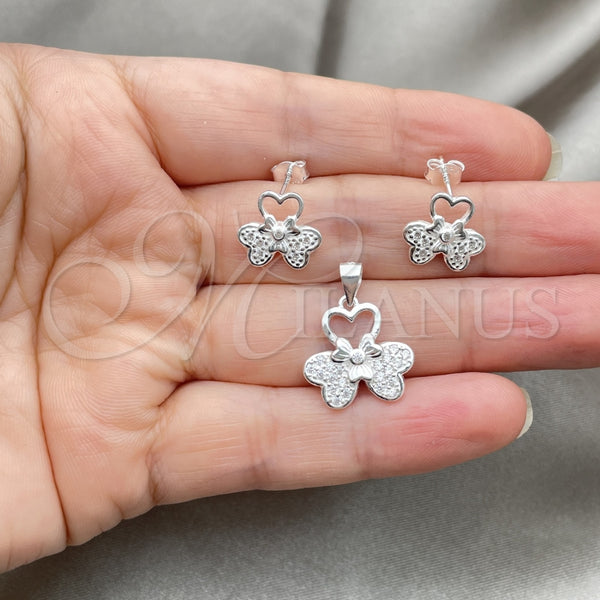 Sterling Silver Ring — Earring and Pendant Adult Set Flower Design Polished — alternate product view — SKU 147620 | Plata 925 anillo — Earring and Pendant Adult Set flor diseño pulido — SKU 147620
