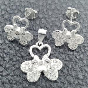 Sterling Silver Ring — Earring and Pendant Adult Set Flower Design Polished — main product view — SKU 147620 | Plata 925 anillo — Earring and Pendant Adult Set flor diseño pulido — SKU 147620