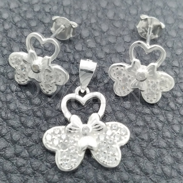 Sterling Silver Ring — Earring and Pendant Adult Set Flower Design Polished — main product view — SKU 147620 | Plata 925 anillo — Earring and Pendant Adult Set flor diseño pulido — SKU 147620