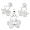 Sterling Silver Earring and Pendant Adult Set, Flower Design, Polished, Silver Finish, 10.398.0010