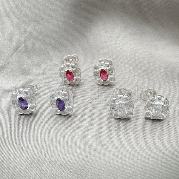 Sterling Silver Ring — Stud Earring Flower Design with White Cubic Zirconia — alternate product view — SKU 147621 | Plata 925 anillo — Stud Earring flor diseño with blanco Cubic Zirconia — SKU 147621