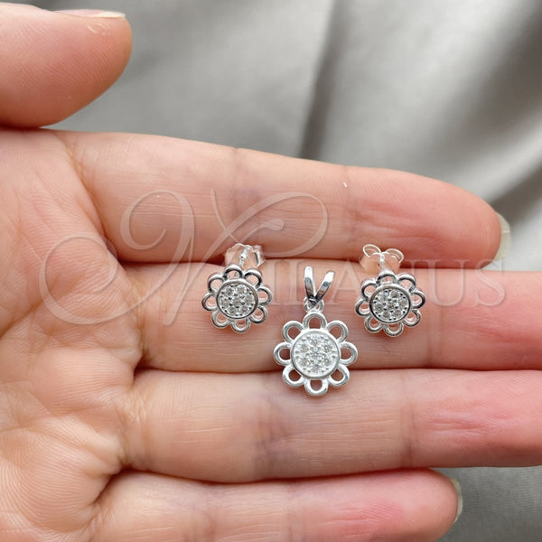 Sterling Silver Ring — Earring and Pendant Adult Set Flower Design Polished — alternate product view — SKU 147622 | Plata 925 anillo — Earring and Pendant Adult Set flor diseño pulido — SKU 147622