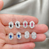 Sterling Silver Stud Earring, Flower Design, with White Cubic Zirconia, Polished, Silver Finish, 02.398.0020