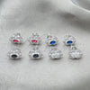 Sterling Silver Stud Earring, Flower Design, with White Cubic Zirconia, Polished, Silver Finish, 02.398.0020