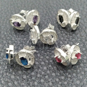 Sterling Silver Ring — Stud Earring Flower Design with White Cubic Zirconia — main product view — SKU 147625 | Plata 925 anillo — Stud Earring flor diseño with blanco Cubic Zirconia — SKU 147625