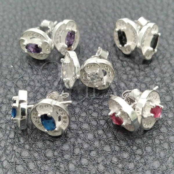 Sterling Silver Ring — Stud Earring Flower Design with White Cubic Zirconia — main product view — SKU 147625 | Plata 925 anillo — Stud Earring flor diseño with blanco Cubic Zirconia — SKU 147625