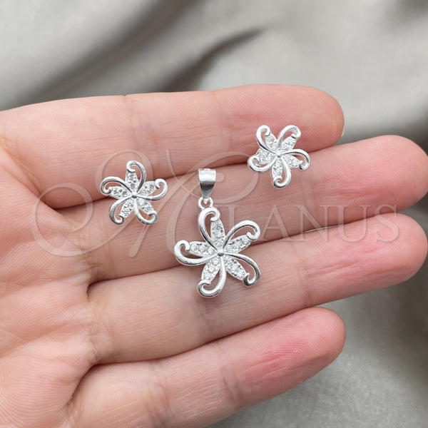 Sterling Silver Ring — Earring and Pendant Adult Set Flower Design Polished — alternate product view — SKU 147626 | Plata 925 anillo — Earring and Pendant Adult Set flor diseño pulido — SKU 147626