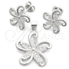 Sterling Silver Earring and Pendant Adult Set, Flower Design, Polished, Silver Finish, 10.398.0013