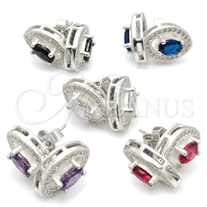 Sterling Silver Stud Earring, with White Cubic Zirconia, Polished, Silver Finish, 02.398.0022