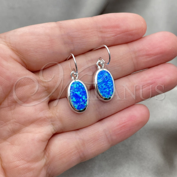Sterling Silver Ring — Dangle Earring with Bermuda Blue Opal Polished 02. — alternate product view — SKU 147628 | Plata 925 anillo — Dangle Earring with Bermuda Blue Opal pulido 02. — SKU 147628
