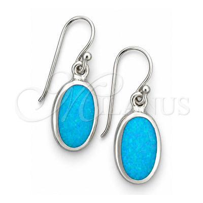 Sterling Silver Dangle Earring, with Bermuda Blue Opal, Polished, Silver Finish, 02.391.0001
