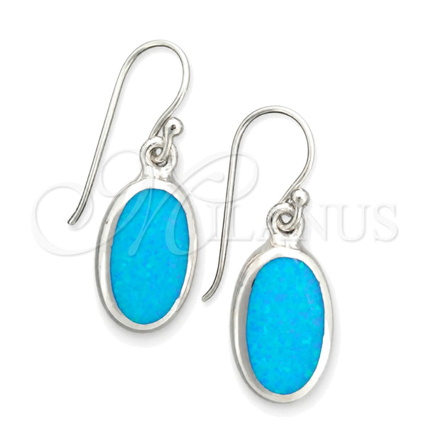 Sterling Silver Ring — Dangle Earring with Bermuda Blue Opal Polished 02. — main product view — SKU 147628 | Plata 925 anillo — Dangle Earring with Bermuda Blue Opal pulido 02. — SKU 147628