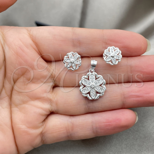Sterling Silver Ring — Earring and Pendant Adult Set Flower Design Polished — alternate product view — SKU 147629 | Plata 925 anillo — Earring and Pendant Adult Set flor diseño pulido — SKU 147629