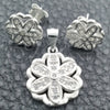 Sterling Silver Earring and Pendant Adult Set, Flower Design, Polished, Silver Finish, 10.398.0014