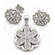 Sterling Silver Earring and Pendant Adult Set, Flower Design, Polished, Silver Finish, 10.398.0014