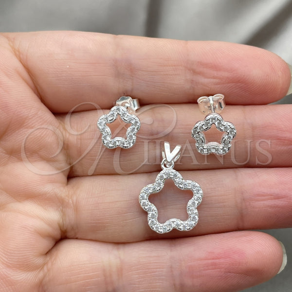 Sterling Silver Ring — Earring and Pendant Adult Set Flower Design Polished — alternate product view — SKU 147631 | Plata 925 anillo — Earring and Pendant Adult Set flor diseño pulido — SKU 147631