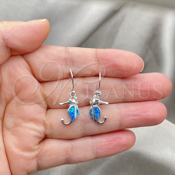 Sterling Silver Ring — Dangle Earring Seahorse Design with Bermuda Blue Opal — alternate product view — SKU 147632 | Plata 925 anillo — Dangle Earring Seahorse diseño with Bermuda Blue Opal — SKU 147632
