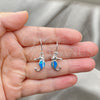Sterling Silver Dangle Earring, Seahorse Design, with Bermuda Blue Opal, Polished, Silver Finish, 02.391.0003