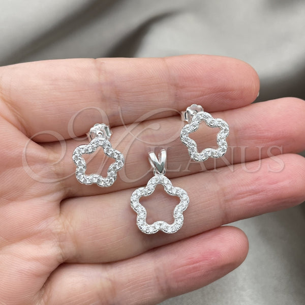 Sterling Silver Ring — Earring and Pendant Adult Set Flower Design Polished — alternate product view — SKU 147633 | Plata 925 anillo — Earring and Pendant Adult Set flor diseño pulido — SKU 147633
