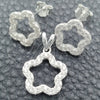 Sterling Silver Earring and Pendant Adult Set, Flower Design, Polished, Silver Finish, 10.398.0016