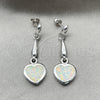 Sterling Silver Dangle Earring, Heart Design, with White Opal, Polished, Silver Finish, 02.391.0004