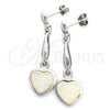 Sterling Silver Dangle Earring, Heart Design, with White Opal, Polished, Silver Finish, 02.391.0004