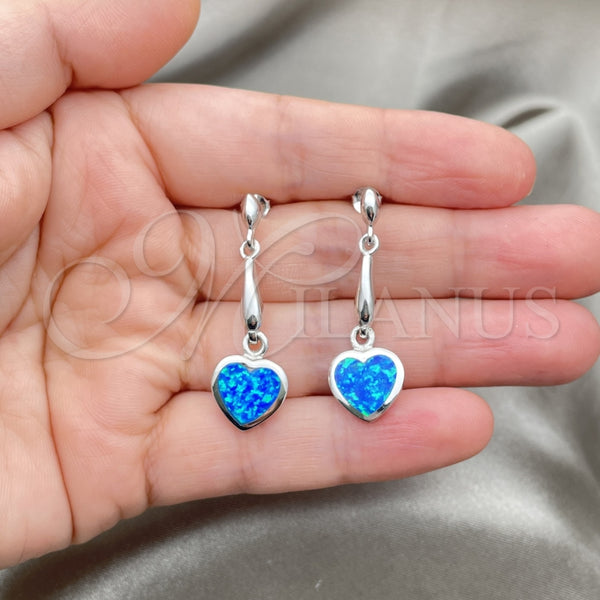 Sterling Silver Ring — Dangle Earring Heart Design with Bermuda Blue Opal — alternate product view — SKU 147635 | Plata 925 anillo — Dangle Earring corazón diseño with Bermuda Blue Opal — SKU 147635