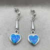Sterling Silver Dangle Earring, Heart Design, with Bermuda Blue Opal, Polished, Silver Finish, 02.391.0004.1