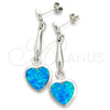 Sterling Silver Dangle Earring, Heart Design, with Bermuda Blue Opal, Polished, Silver Finish, 02.391.0004.1