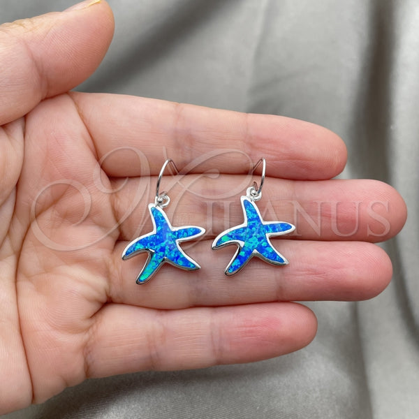 Sterling Silver Ring — Dangle Earring Star Design with Bermuda Blue Opal — alternate product view — SKU 147636 | Plata 925 anillo — Dangle Earring estrella diseño with Bermuda Blue Opal — SKU 147636
