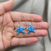 Sterling Silver Dangle Earring, Star Design, with Bermuda Blue Opal, Polished, Silver Finish, 02.391.0005