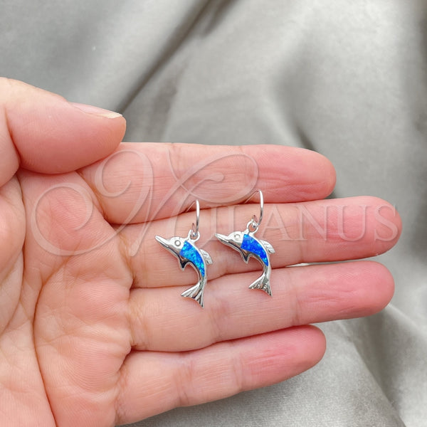 Sterling Silver Ring — Dangle Earring Dolphin Design with Bermuda Blue Opal — alternate product view — SKU 147638 | Plata 925 anillo — Dangle Earring Dolphin diseño with Bermuda Blue Opal — SKU 147638