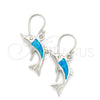 Sterling Silver Dangle Earring, Dolphin Design, with Bermuda Blue Opal, Polished, Silver Finish, 02.391.0007