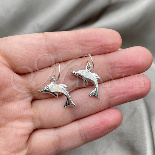 Sterling Silver Ring — Dangle Earring Dolphin Design with Bermuda Blue Opal — alternate product view — SKU 147639 | Plata 925 anillo — Dangle Earring Dolphin diseño with Bermuda Blue Opal — SKU 147639