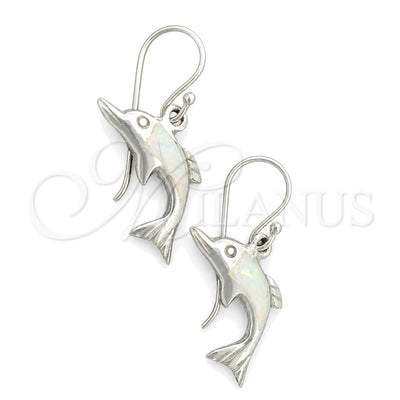 Sterling Silver Dangle Earring, Dolphin Design, with Bermuda Blue Opal, Polished, Silver Finish, 02.391.0007.1 for wholesale, main product view