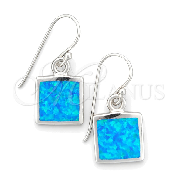 Sterling Silver Dangle Earring, with Bermuda Blue Opal, Polished, Silver Finish, 02.391.0008