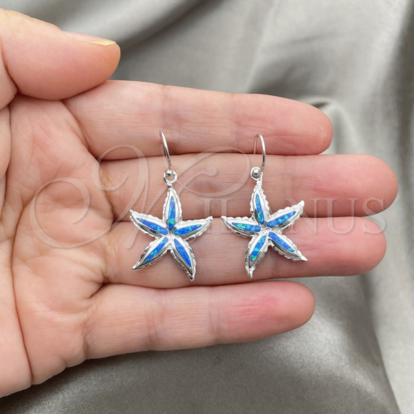 Sterling Silver Ring — Dangle Earring Star Design with Bermuda Blue Opal — alternate product view — SKU 147641 | Plata 925 anillo — Dangle Earring estrella diseño with Bermuda Blue Opal — SKU 147641