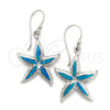 Sterling Silver Dangle Earring, Star Design, with Bermuda Blue Opal, Polished, Silver Finish, 02.391.0009