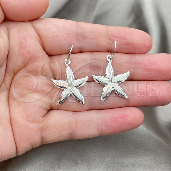 Sterling Silver Ring — Dangle Earring Star Design with White Opal Polished — alternate product view — SKU 147642 | Plata 925 anillo — Dangle Earring estrella diseño with blanco Opal pulido — SKU 147642