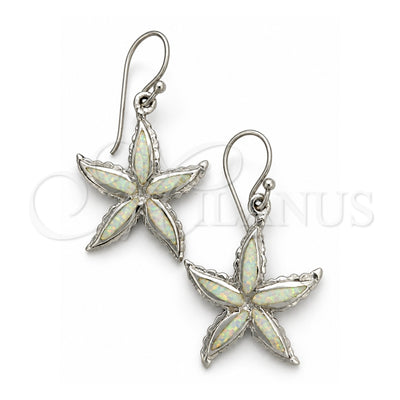 Sterling Silver Dangle Earring, Star Design, with White Opal, Polished, Silver Finish, 02.391.0009.1