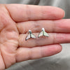 Sterling Silver Stud Earring, Fish Design, with White Opal, Polished, Silver Finish, 02.391.0011.1